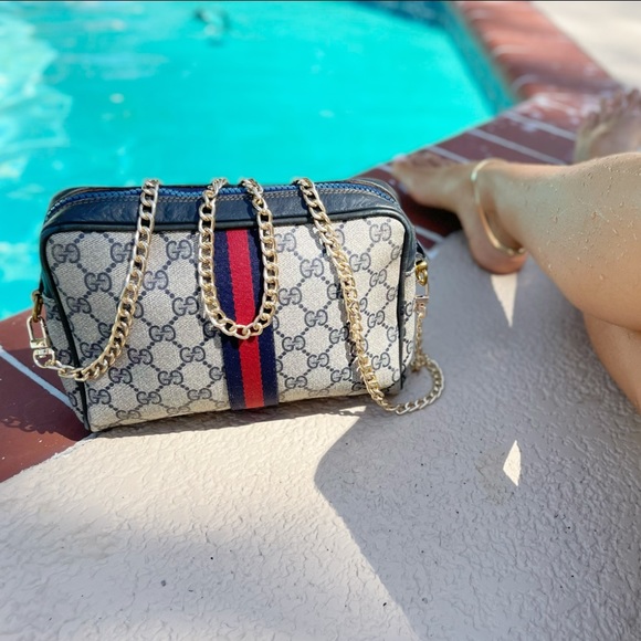 Gucci Handbags - Gucci 80s Monogram GG Camera Bag w/Web Detail